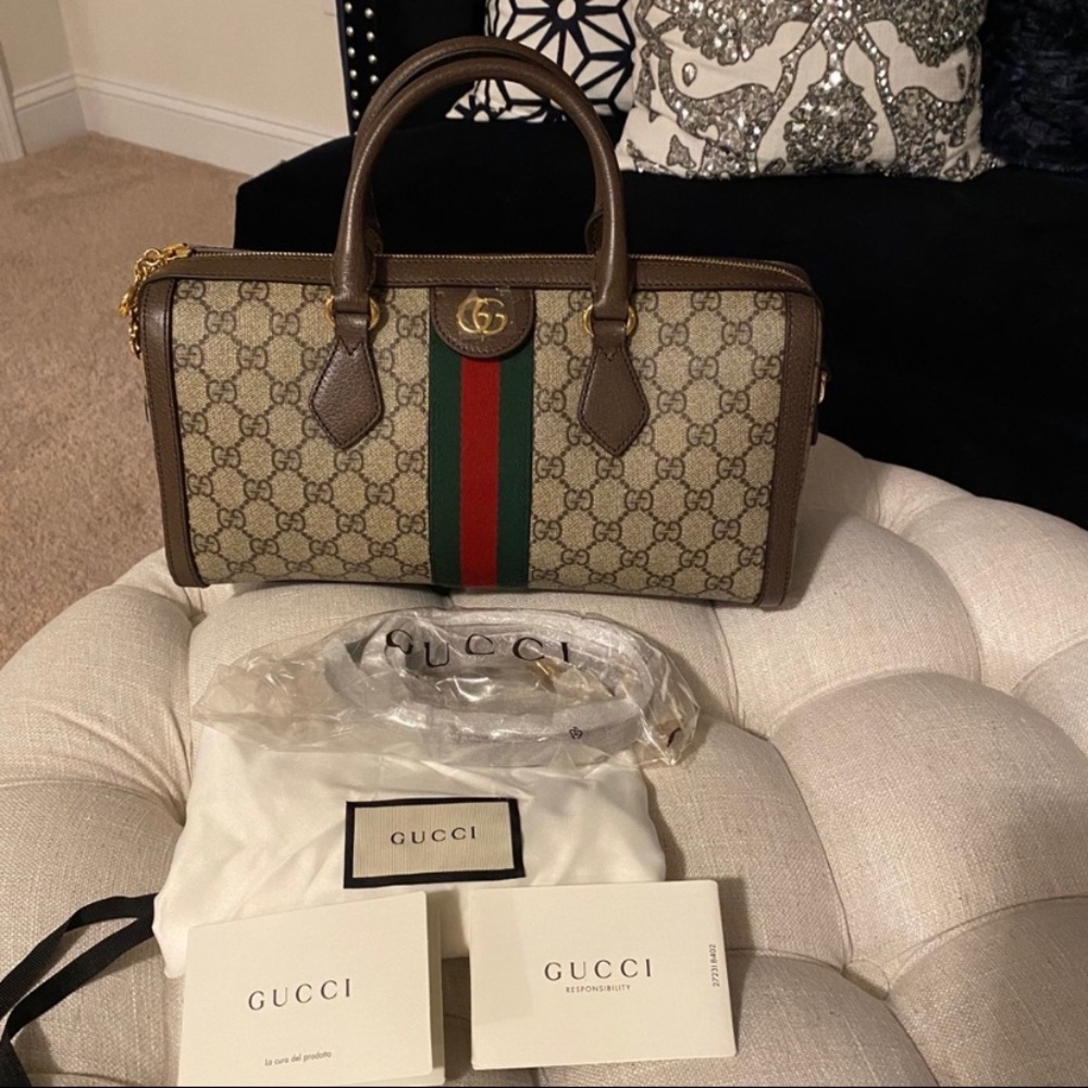 SOLD!✨NEW✨GUCCI✨GG GUCCISSIMA & LEATHER BOSTON BAG - Picture 16 of 16